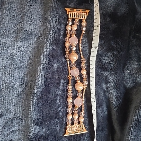 Beaded Apple Watch Band Pink & Rose Gold - Picture 2 of 4